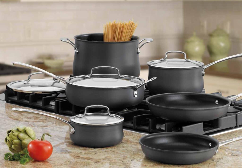 CUISINART CONTOUR HARD ANODIZED Exceptional Design Hard Anodized aluminum construction offers unsurpassed durability and cooking performance in a distinct silhouette.