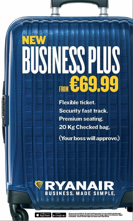 Business Plus 27% of RYR c mers travel on business Business Plus from 69.