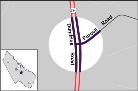 This includes the construction of receiving lanes to accept the dual-left turn lane from Route 234 onto Purcell Road, and improves an existing sharp curve to a section of Purcell Road from Vista