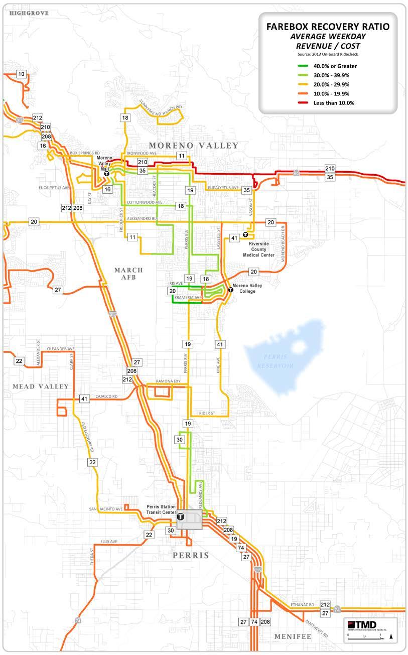 Map 27: Weekday Farebox Recovery for Route