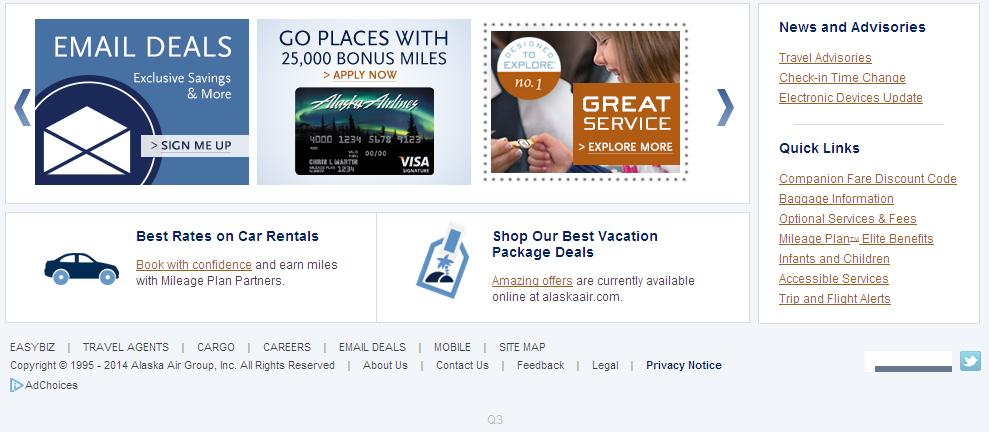 3. Homepage formlet here customers can quickly begin shopping for flights, hotels, car rentals, and more.