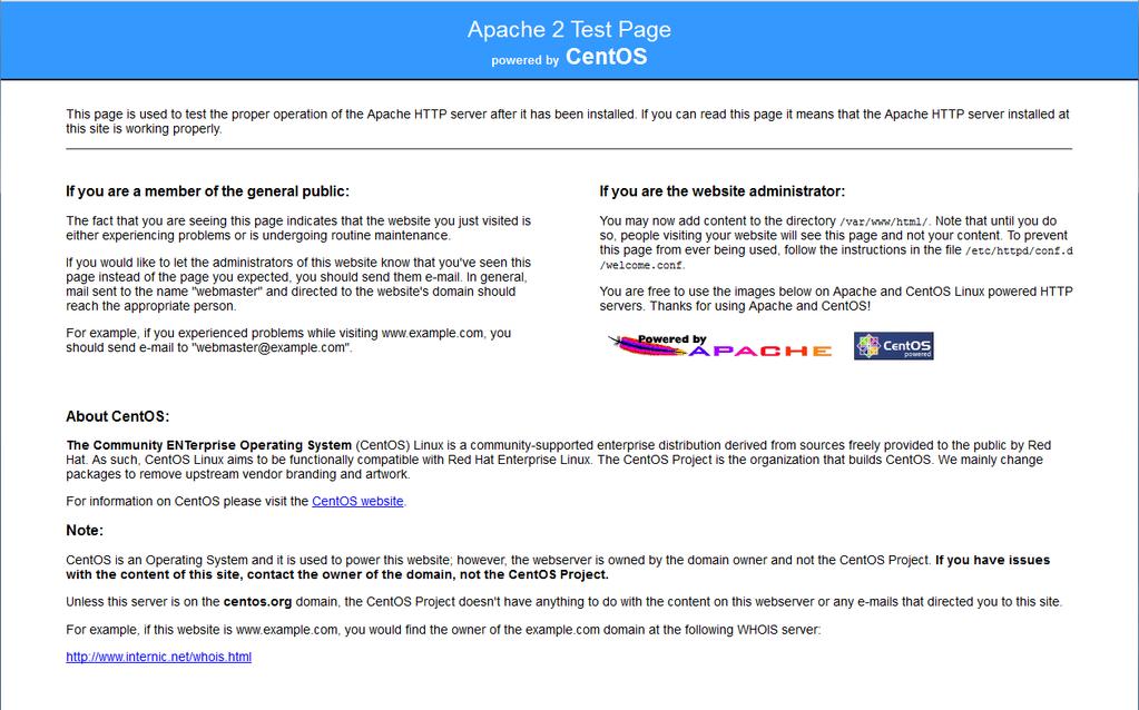 Sada se može posjetiti domenu kako bi testirali Apache poslužitelj.