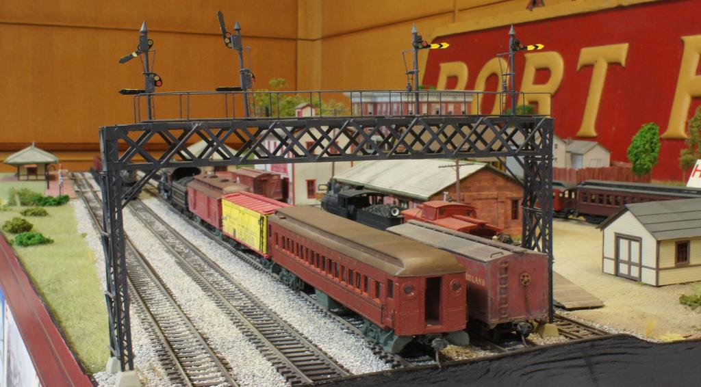 The locomotive is heavily kit-bashed to represent the prototype locomotive, and the passenger cars are either scratch built or also heavily