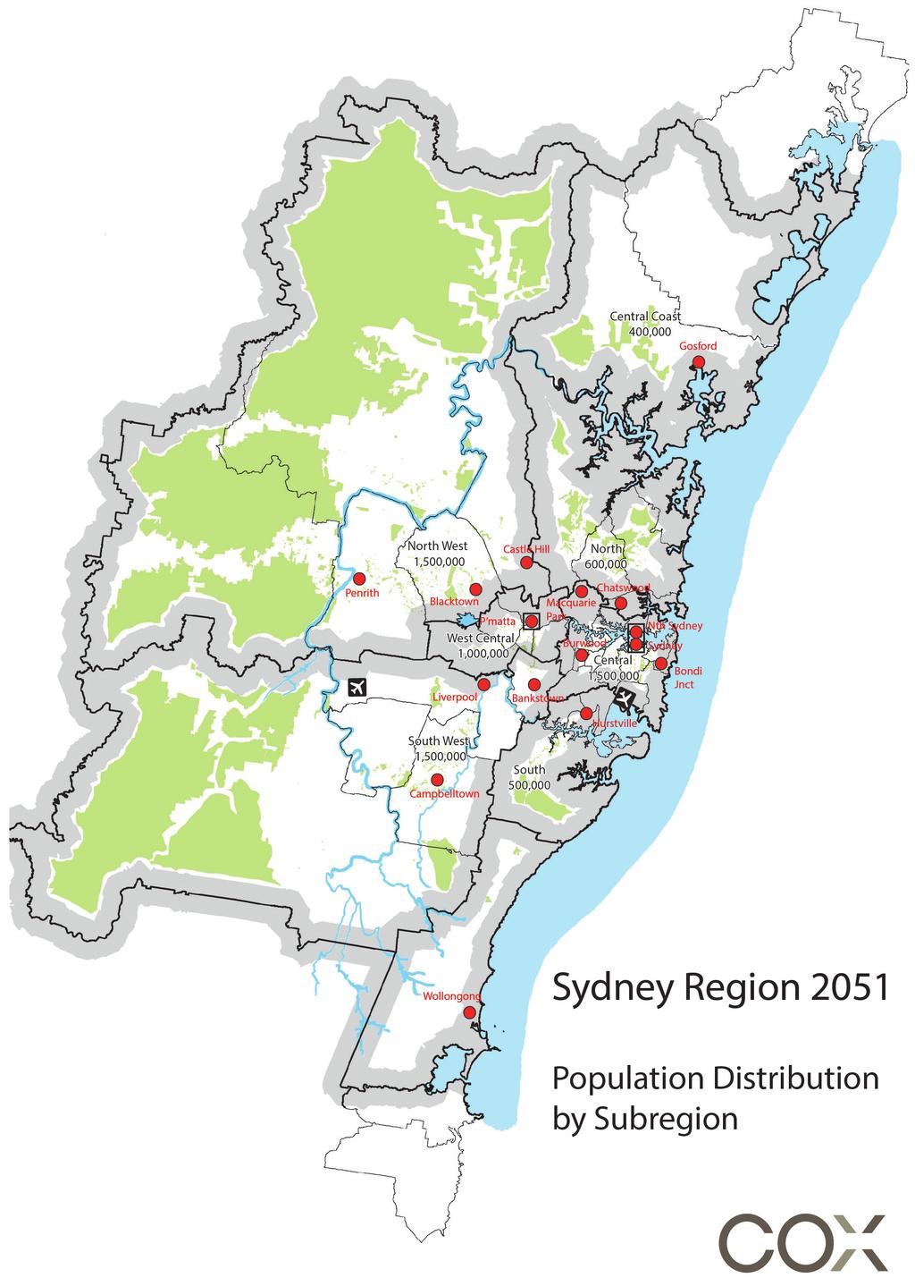 THE VISION FOR SYDNEY IN 2051 By 2051, an estimated seven million people will be living in Sydney, a vibrant, environmentally sustainable and bustling city that will stretch from
