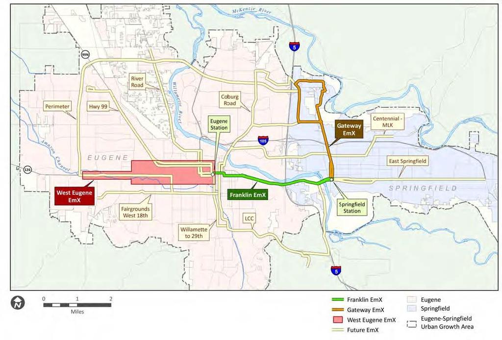 LTD System Plan Routes Only the Hwy 99 EmX route is planned for W.