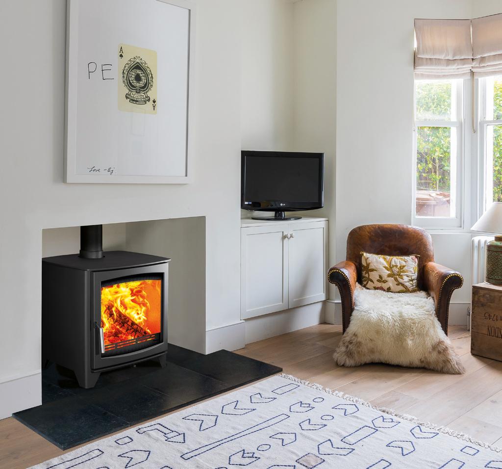 This contemporary stove burns wood and multifuel beautifully, and comes with two handle options to suit any interior.