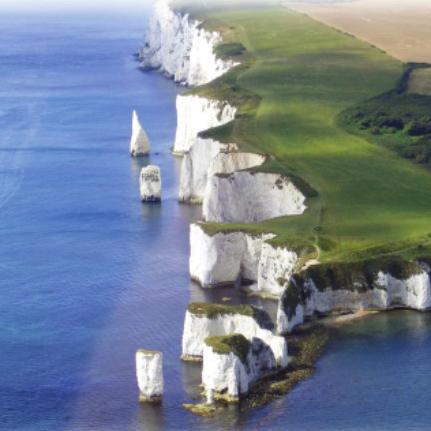 Old Harry Rocks with fish & chips in Swanage 17th September 2016 Old Harry Rocks are two chalk sea stacks located at Handfast Point, on the Isle of Purbeck in Dorset, southern England.