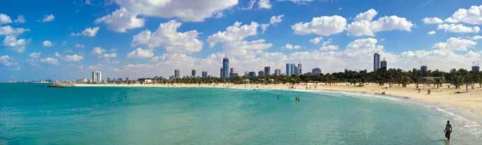 The pristine white sand of Jumeirah Beach reaches from just south of the historic district of Dubai to