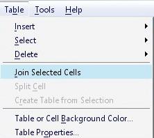 Ako želite da selektujete dve nesusedne ćelije, držite Ctrl i kliknite mišem na željene ćelije. 2. Otvorite preko menija Table>Delete 3.