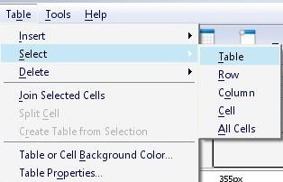 Da bi kopirali i pomerili tabelu koristite Edit opcije cut,copy i paste. Da bi obrisali celu tabelu idite na Table>Delete>Table.
