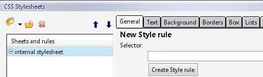 11.2 Definisanje stila za naslov prvog stepena(heading1) Klikne se na ikonicu bira opcija Rule. u okviru prozora CSS Stylesheets.
