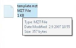 Za File name izaberemo recimo template a ekstenzija mzt se sama generiše. 12.