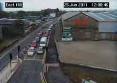 Traffic on the existing East Hill approach to the junction queues back to Roskear in peak periods (and Sunday market days) CCTV image of Queues on the Trevenson