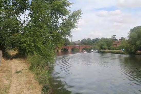 To get back to Abingdon, turn right (northwards) to walk beside the railway down to the Thames. At the river bank, turn left and follow the river for about a mile.
