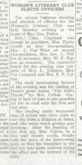 Wisconsin January 9, 1913, Evansville Review, Evansville, The Woman