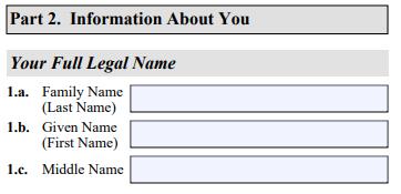 Complete the Form I-765 PART 2. Information About You, pg. 1 #1 Name Your entire family name should be in CAPITAL letters.