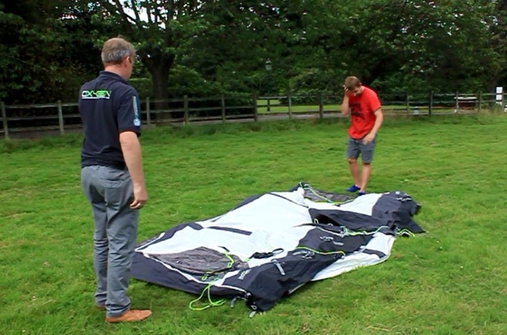 Spread the flysheet out on the ground next to your caravan, with the cowl side laying parallel to your