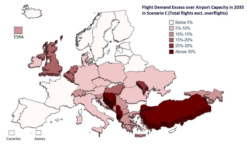 HOW AIRSPACE INEFFICIENCIES AND AIRPORT CAPACITY CONSTRAINTS LIMIT CONNECTIVITY AND ECONOMIC GROWTH 17 percentage is less than half of the percentage that was reported in Eurocontrol s analysis in