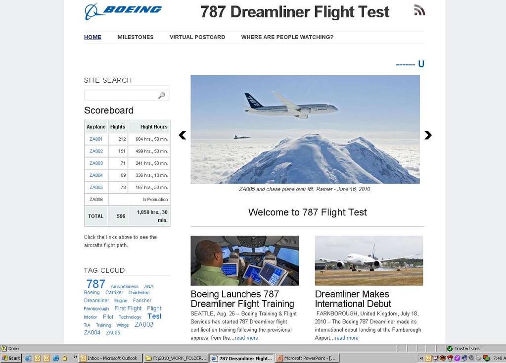 787 flight test web site