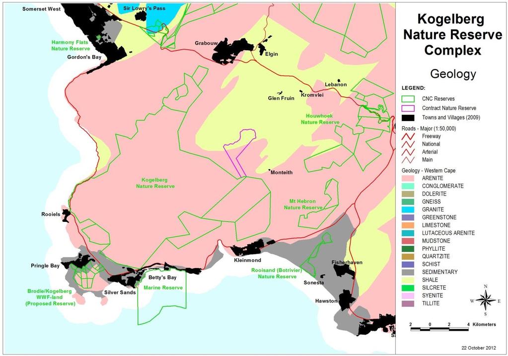 Figure 11: Geology map of the Kogelberg Nature Reserve Complex. 3.