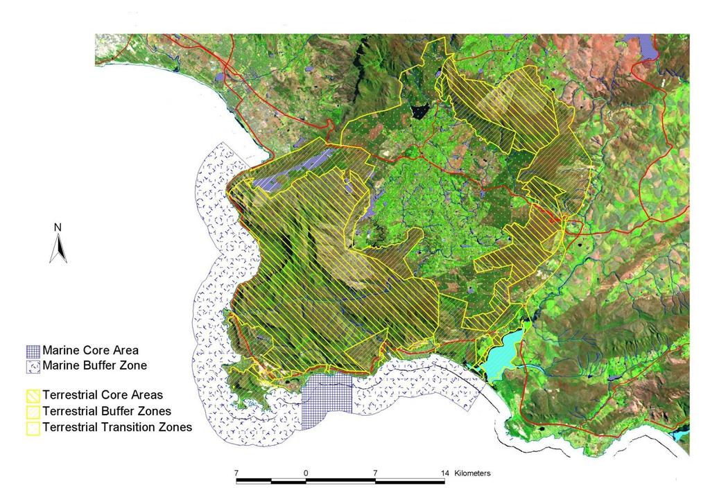 See Figure 26 for Kogelberg Biosphere Reserve zonation. Figure 26. Zonation map of the Kogelberg Biosphere Reserve.