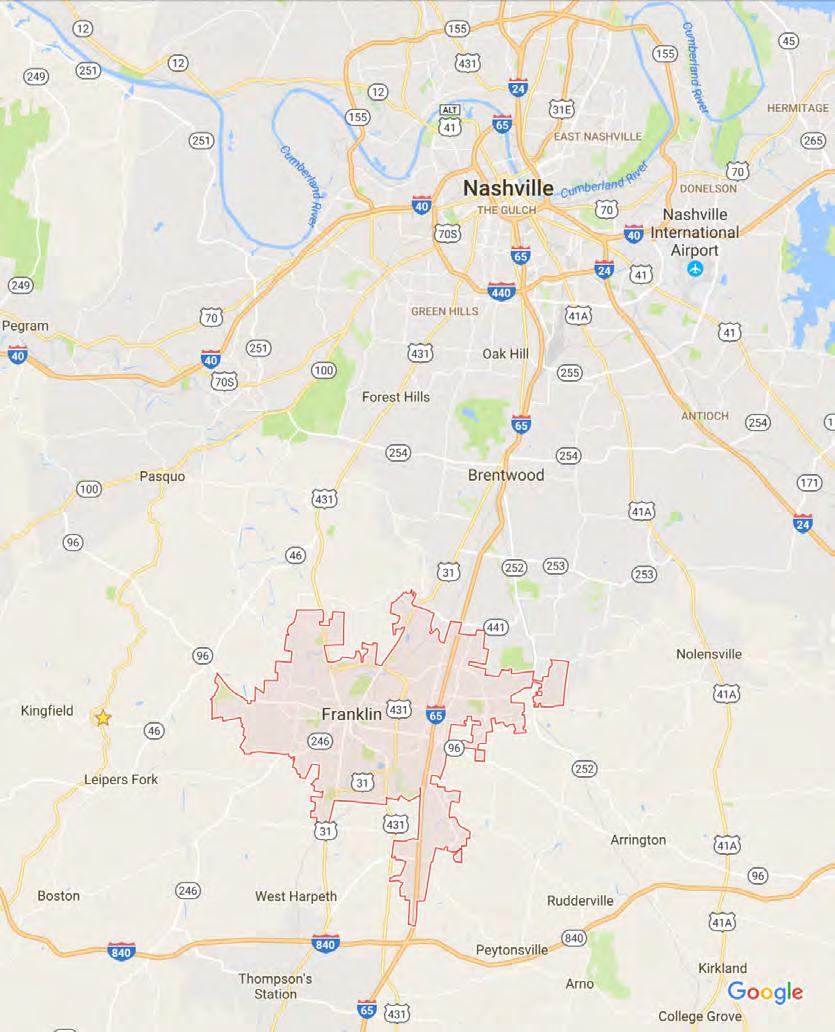Franklin/Nashville Locator KEY AREAS 1 Cool Springs 2 Berry Farms 3 Westhaven 4 Brentwood 5