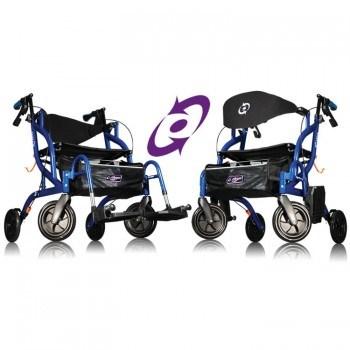 AIRGO FUSION SIDE-FOLDING ROLLATOR & TRANSPORT CHAIR - PACIFIC BLUE The two in one side-fold rolling walker and transport chair!