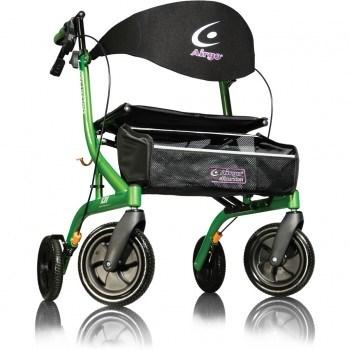 AIRGO EXCURSION ROLLATOR X20 - LIME Easy to fold by just a pull of the strap Ultra-light frame makes lifting and storage simple Padded seat and backrest for added comfort Tool-free brake adjustment