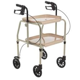 ASPIRE MEAL TRAY WALKER Sturdy and robust walking aid for use within the home Large 6 inch wheels make it easier to negotiate carpets and door thresholds Lockable hand brakes provide additional