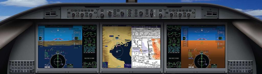 Smart avionics for your Learjet 85 flight deck Three large 15-inch adaptive flight displays combine with dual Rockwell Collins flight management systems to enhance flight deck information management