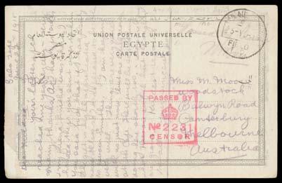 postcards, later Gallipoli usages of a cover, PPCs x2, Field Service post cards x5 & "green" honour envelopes x2.