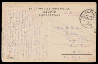 rosine on blue cover to 'LAWRENCE/NZ' (b/s), countersigned "RL/OC No 2 Mobile Sect/NZVC" at lower-left.