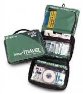 >>> K034 TRAVEL FIRST AID KIT The Smart Travel Kit has all of the essentials for travel. we have this kit made in Green, Red or Orange. Kit size: 7.5" x 5.5" x 1.5". All packed 20/Case.