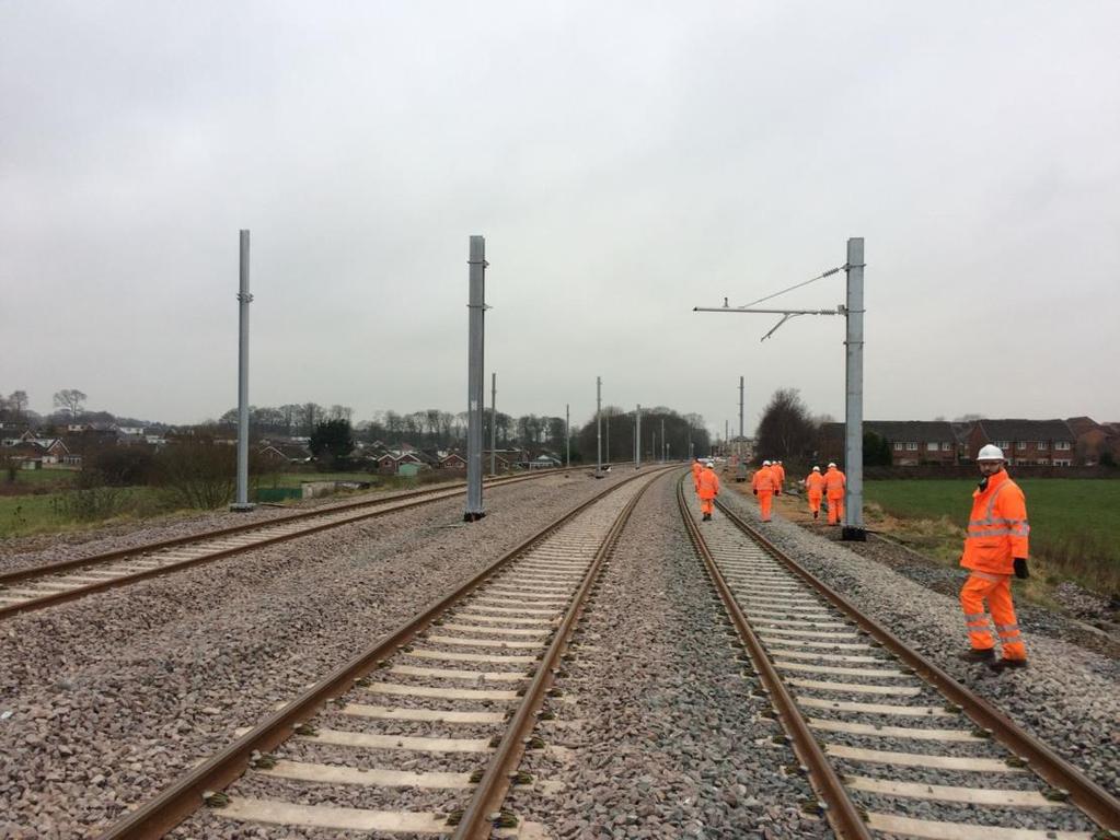 Photo: New electrification structures take shape in Kirkham.
