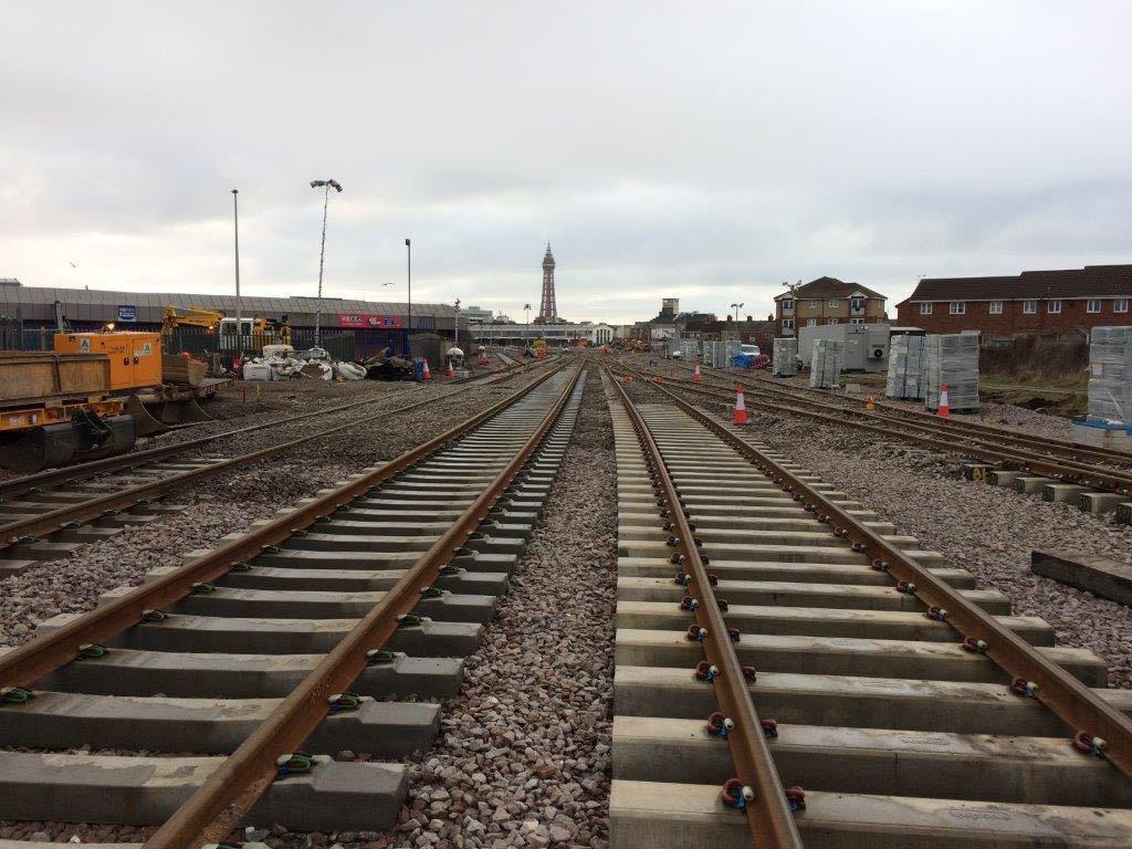 Photo: A view across the new track layout into Blackpool North station.