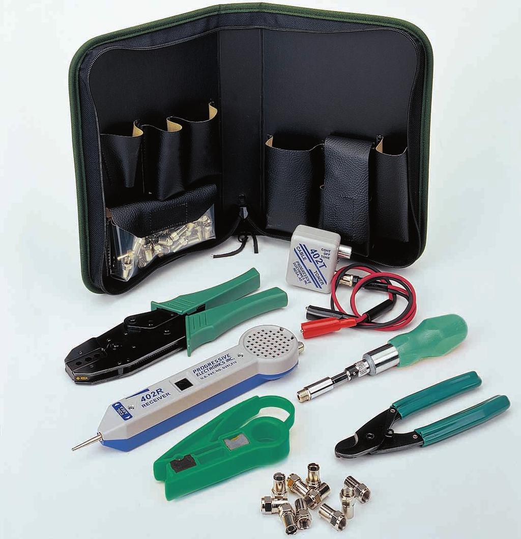 Cable TV Coax Termination and Test Kit This kit contains the basic tools, connectors and testers for installing and testing a Cable TV system.