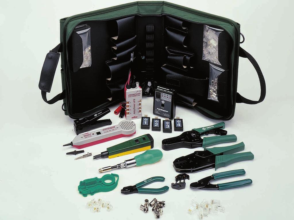 Professional Installation Kit This complete kit includes the tools, connectors and testers for installing and maintaining most types of communications cabling including voice, data and cable TV and