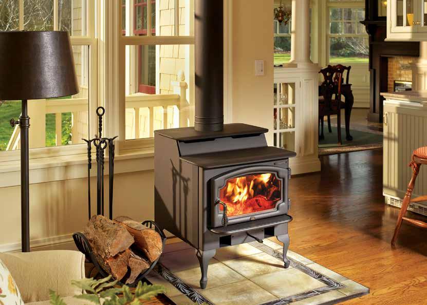 Endeavor Cooktop Wood Heater Lopi Endeavor - Shown with black cast door and cast legs The Endeavor is a beautiful workhorse that unites form and function into an unbeatable heat transfer system.