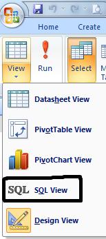 PivotTable View i PivotChart View. Neke upite moguće je kreirati jedino pomoću SQL-a. SQL View Kreiranje upita na ovaj način, tj.