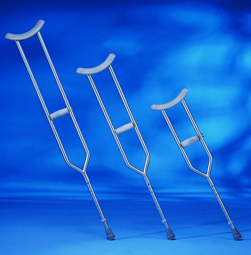 6154 Tall Adult Forearm crutches feature vinyl-coated 1-inch solid aluminum cuffs, cushioned vinyl hand grips and extra large crutch tips. Quick-Change Crutches Model no. 8115-J Junior Model no.