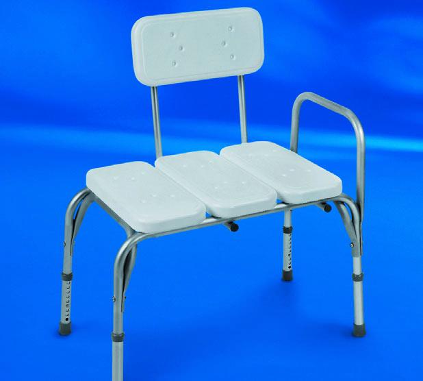 Invacare transfer benches help make transfers in and out of the bathtub safer and more comfortable. One-inch anodized aluminum frame will not rust.