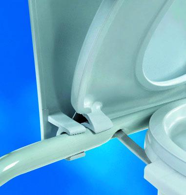 seat or outside the bathroom as a stationary commode Equipped with a splash shield Wing nuts allow easy removal of backrest when needed