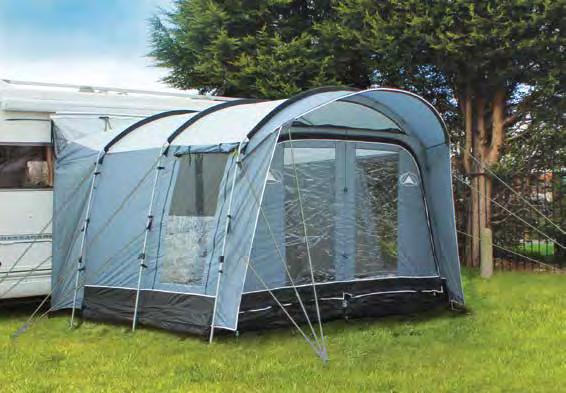 tunnel Sleeps 2 with optional inner tent Optional inner tent available (SF7716) Storm Buckles Figure of 8 Fixing 8 Side door with wheel chair access Steel and fibreglass frame Fits Motorhomes: Tall: