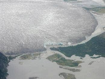 Figure 2: Aerial photo of Taku Glacier, Juneau, Alaska 5. What is the name for this part of the glacier labeled A? 6.