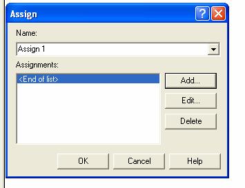 Sa dva klika na modul ASSIGN 1 otvoriti sledeću ekranski obrazac: SLIKA 3 Assign 6) Klikom na dugme Add izlazi ekranski obrazac za podešavanje modula ASSIGN 1 koji