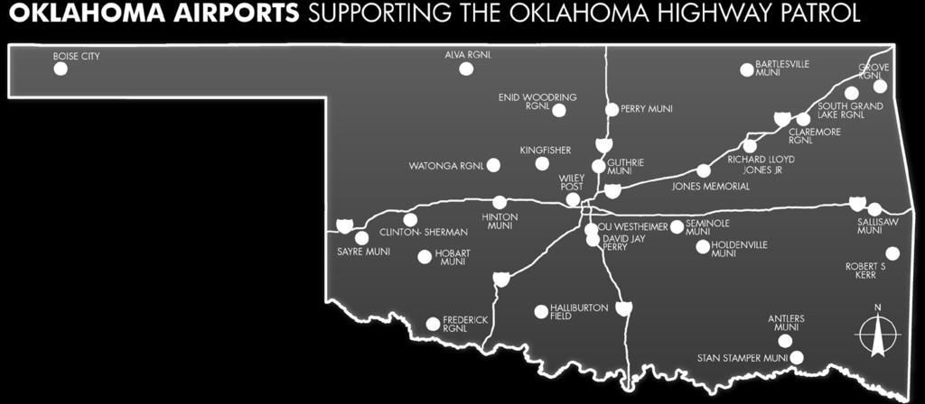 It is far more efficient to conduct inspections from the air, using general aviation aircraft. As part of this study, 22 different Oklahoma airports were identified as supporting this activity.