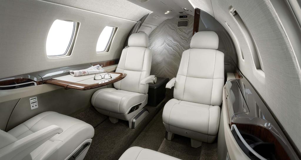 The interior layout provides seating for up to seven passengers, who can work and relax while staying connected with optional high-speed