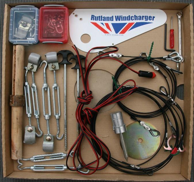 2 Marlec loaned us a Rutland 504 wind generator (WG), their land tower and rigging kits, and HRDi charge controller. The box for the wind generator measures 54 x 54 x 25cms and weighs just 6Kg.
