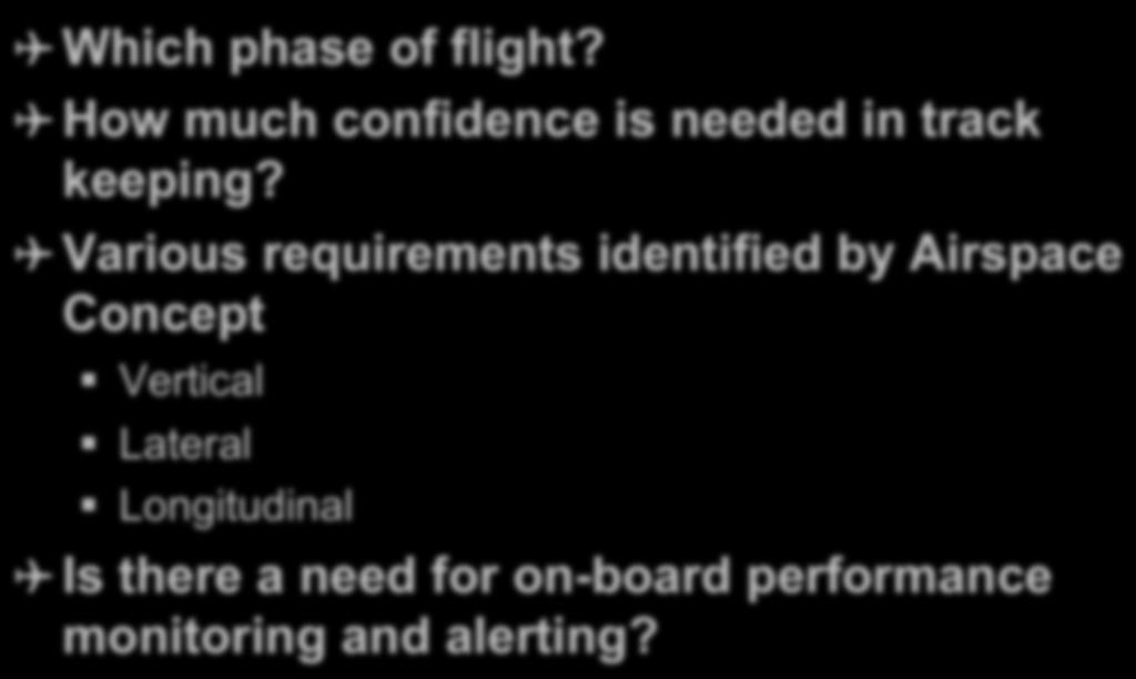 Various requirements identified by Airspace Concept Vertical