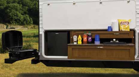 Cruise Lite Exterior Kitchen OVERHEAD CAB PANTRY TUB SHOWER LAV REFER MED SHELF LINOLEUM RV QUEEN BED DOUBLE BED ENTERTAINMENT SOFA C TOP BUNK BED THE EXTERIOR KITCHEN OPTION WILL ADD A WHOLE NEW